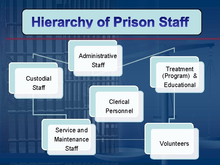 Administrative Staff Custodial Staff Treatment (Program) & Educational Clerical Personnel Service and Maintenance Staff Administrative Staff Custodial Staff Treatment (Program) & Educational Clerical Personnel Service and Maintenance Staff