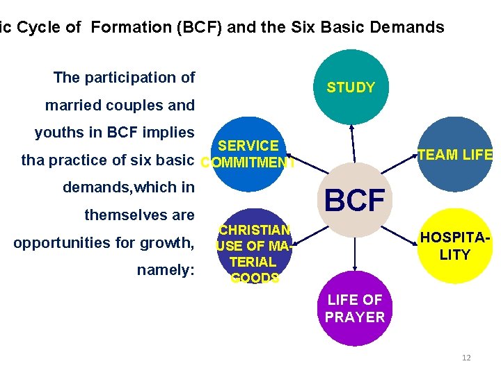 ic Cycle of Formation (BCF) and the Six Basic Demands The participation of STUDY