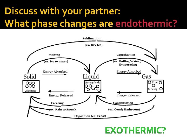 Discuss with your partner: What phase changes are endothermic? 