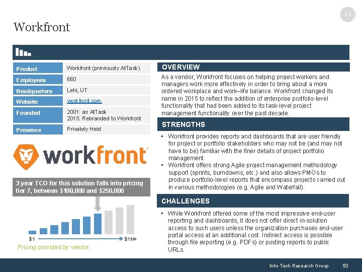 2. 1 Workfront Product Workfront (previously At. Task) OVERVIEW Employees 660 Headquarters Lehi, UT