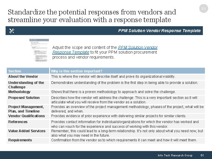 Standardize the potential responses from vendors and streamline your evaluation with a response template