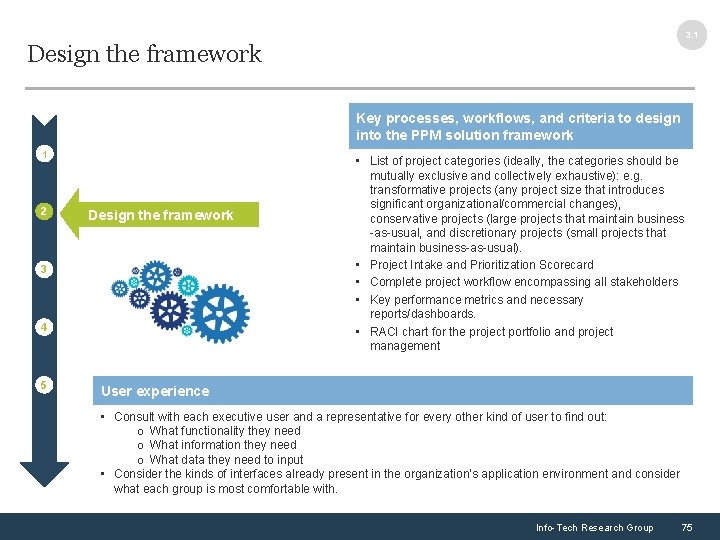 3. 1 Design the framework Key processes, workflows, and criteria to design into the