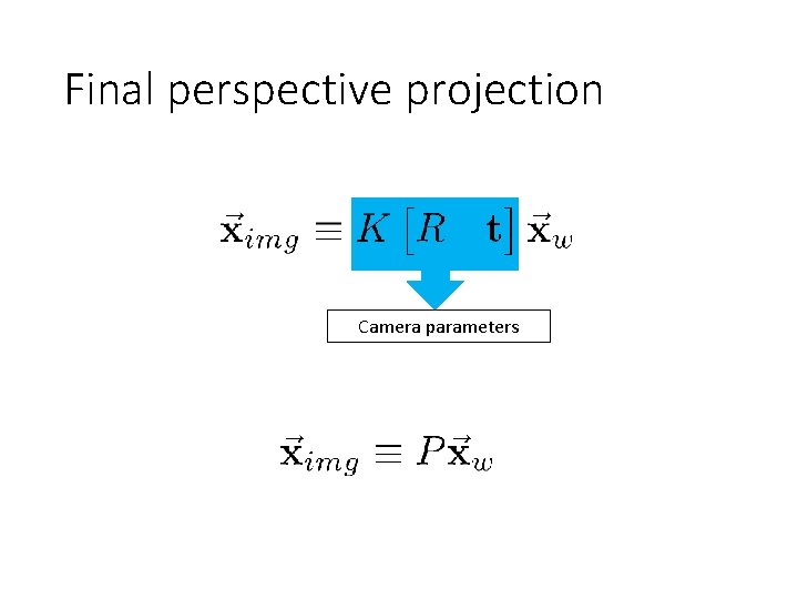 Final perspective projection Camera parameters 