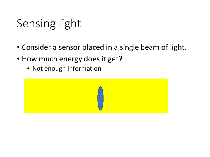 Sensing light • Consider a sensor placed in a single beam of light. •
