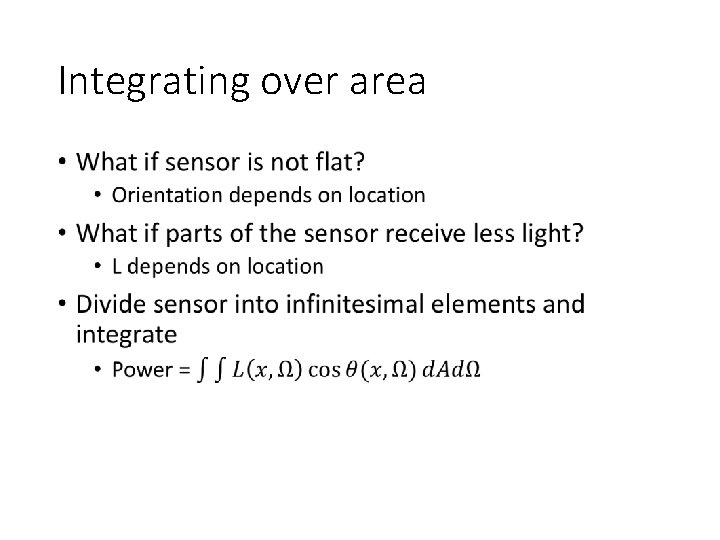 Integrating over area • 