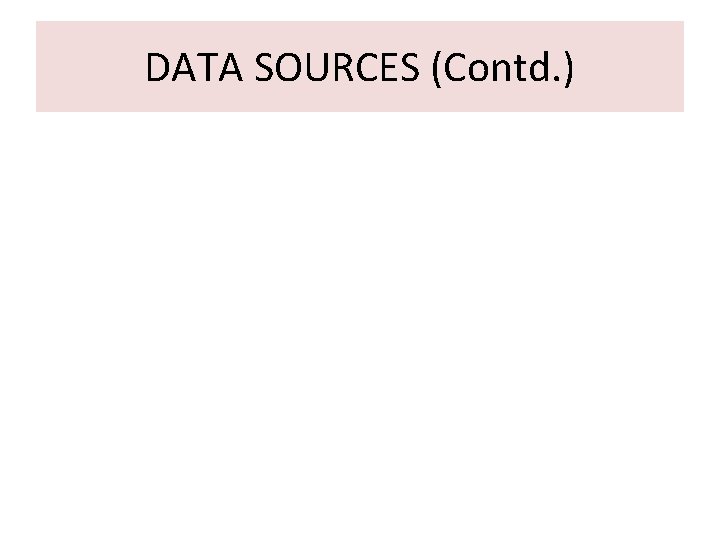 DATA SOURCES (Contd. ) 