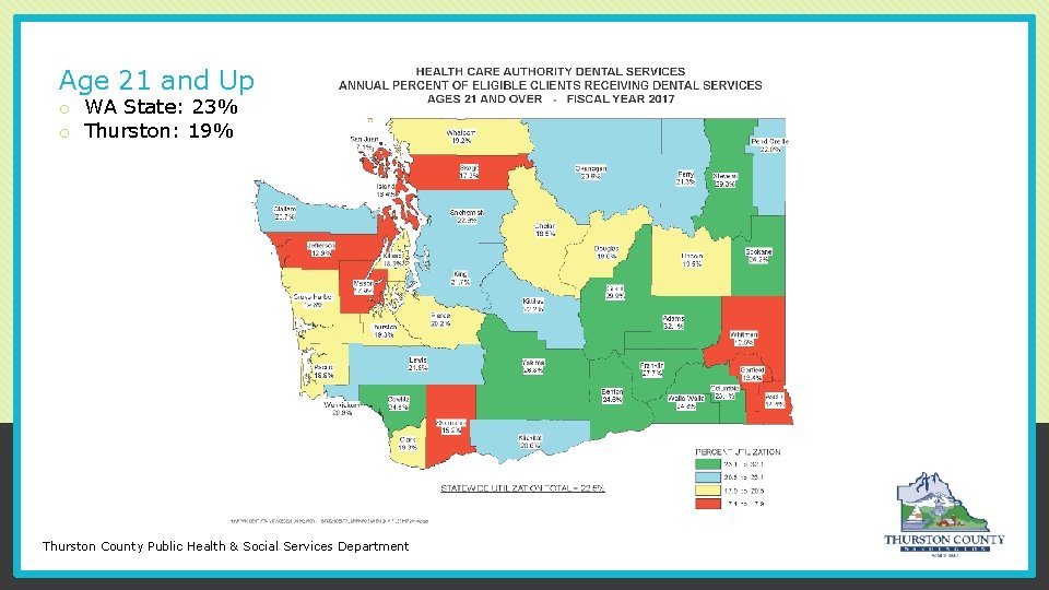 Age 21 and Up o WA State: 23% o Thurston: 19% Thurston County Public