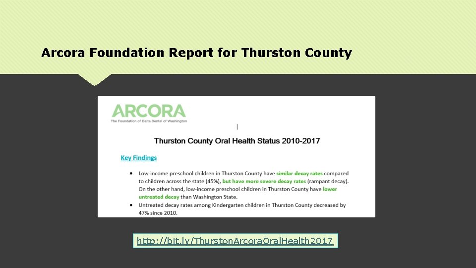 Arcora Foundation Report for Thurston County http: //bit. ly/Thurston. Arcora. Oral. Health 2017 