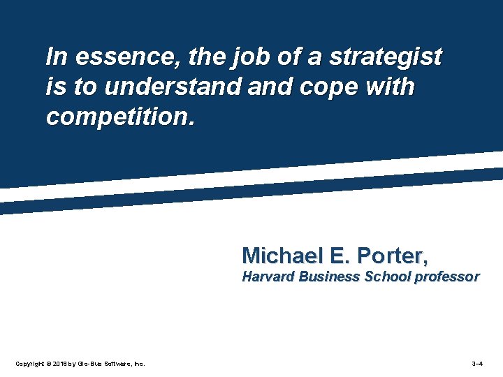 In essence, the job of a strategist is to understand cope with competition. Michael