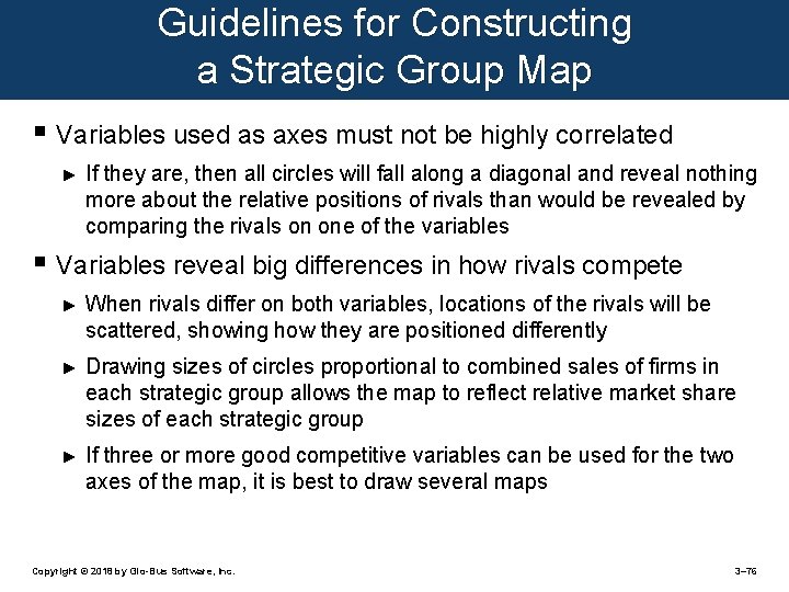 Guidelines for Constructing a Strategic Group Map § Variables used as axes must not