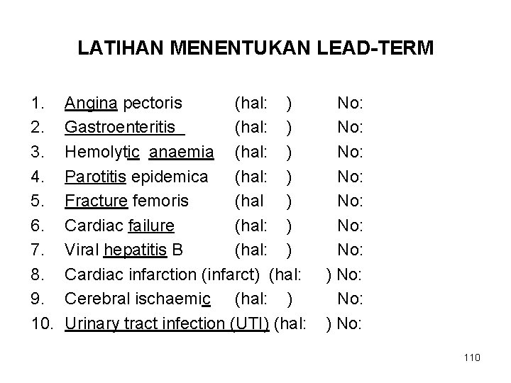 LATIHAN MENENTUKAN LEAD-TERM 1. 2. 3. 4. 5. 6. 7. 8. 9. 10. Angina