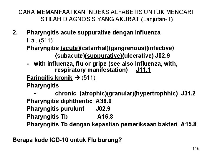 Kode icd 10 faringitis