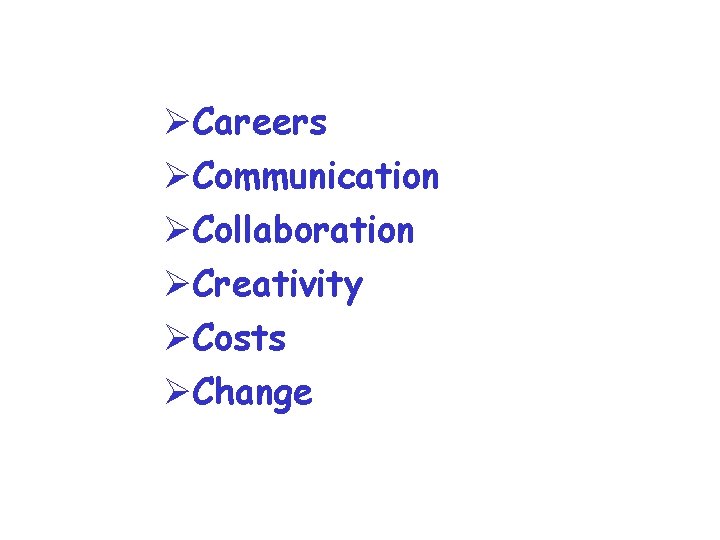 ØCareers ØCommunication ØCollaboration ØCreativity ØCosts ØChange 