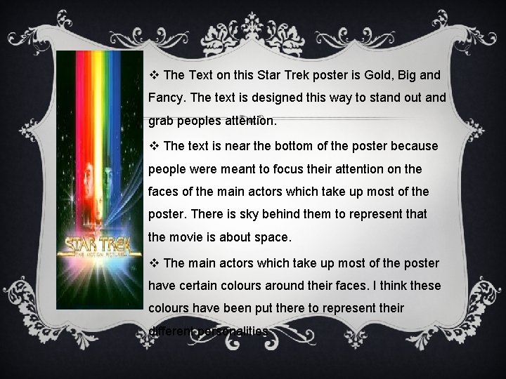 v The Text on this Star Trek poster is Gold, Big and Fancy. The