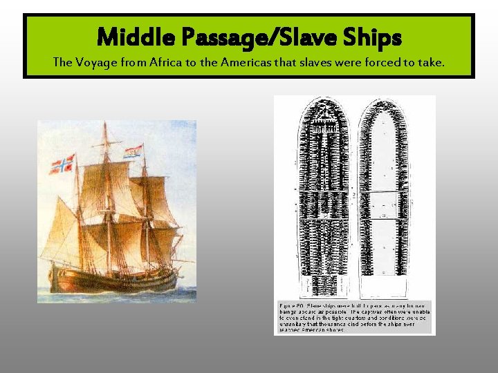 Middle Passage/Slave Ships The Voyage from Africa to the Americas that slaves were forced