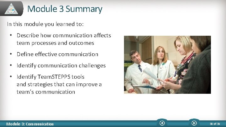 Module 3 Summary In this module you learned to: • Describe how communication affects