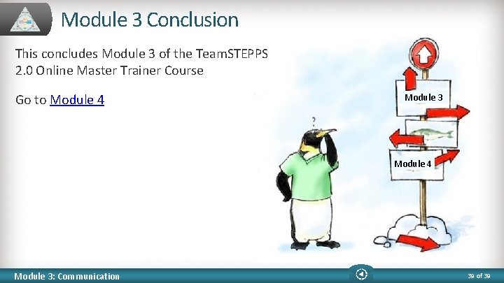 Module 3 Conclusion This concludes Module 3 of the Team. STEPPS 2. 0 Online