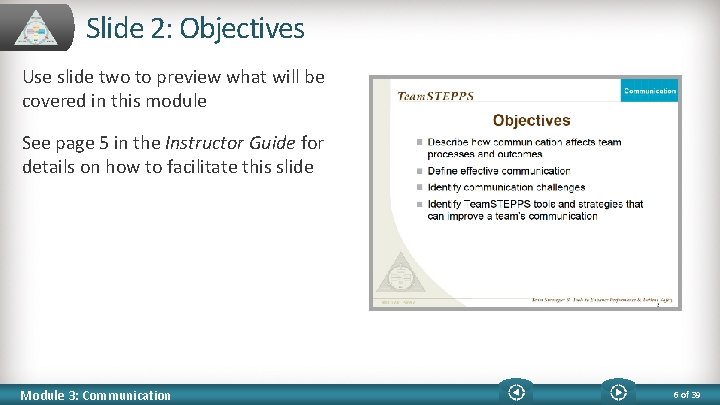Slide 2: Objectives Use slide two to preview what will be covered in this