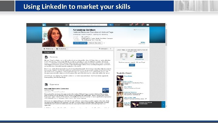 Using Linked. In to market your skills 