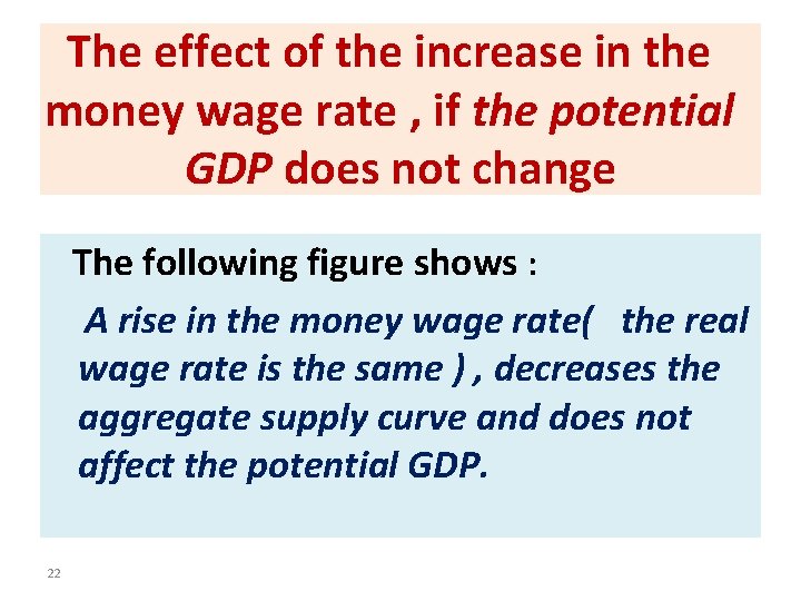 The effect of the increase in the money wage rate , if the potential