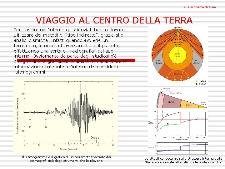 Alla scoperta di Gaia VIAGGIO AL CENTRO DELLA TERRA Per riuscire nell’intento gli scienziati