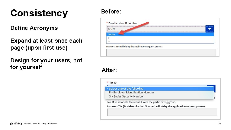 Consistency Before: Define Acronyms Expand at least once each page (upon first use) Design