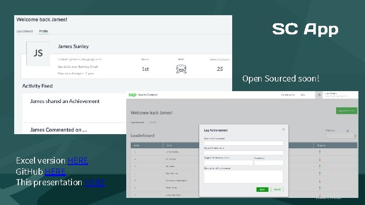 SC App Open Sourced soon! Excel version HERE Git. Hub HERE This presentation HERE