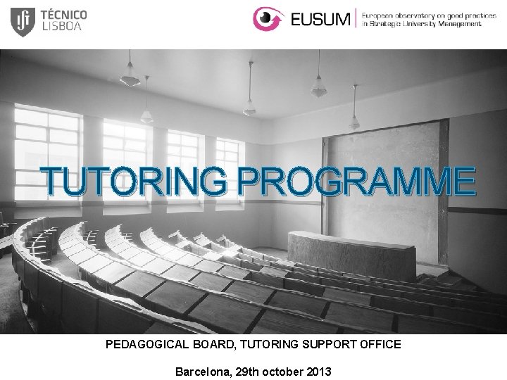 TUTORING PROGRAMME { PEDAGOGICAL BOARD, TUTORING SUPPORT OFFICE Barcelona, 29 th october 2013 