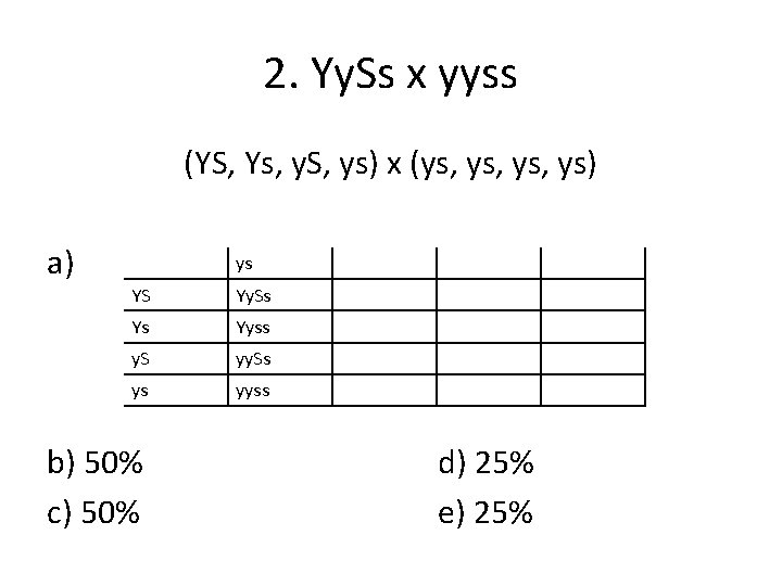 2. Yy. Ss x yyss (YS, Ys, y. S, ys) x (ys, ys, ys)