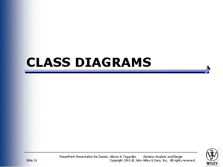 CLASS DIAGRAMS Slide 16 Power. Point Presentation for Dennis, Wixom & Tegarden Systems Analysis