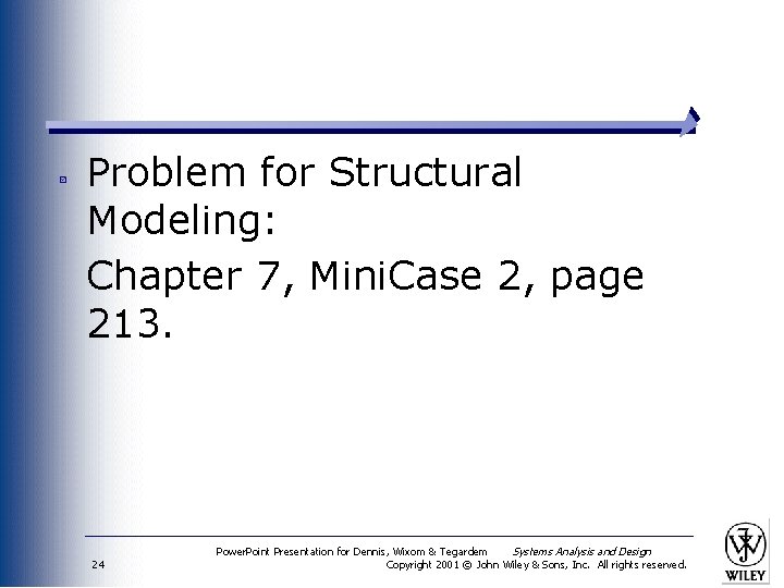 Problem for Structural Modeling: Chapter 7, Mini. Case 2, page 213. 24 Power. Point