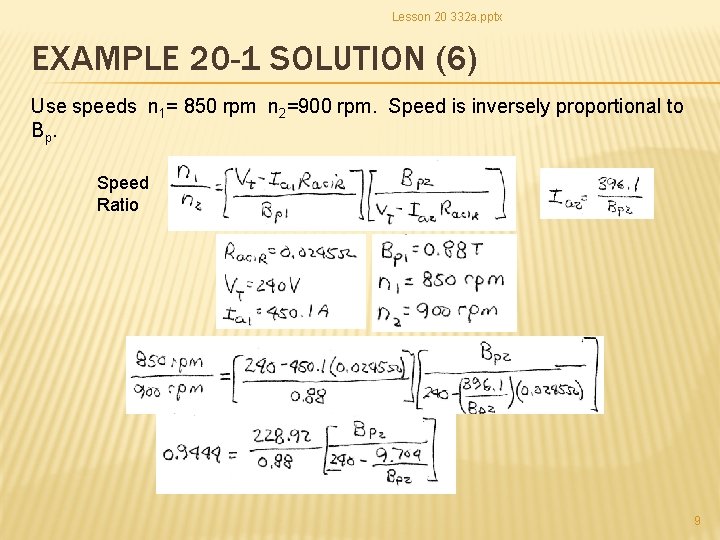 Lesson 20 332 a. pptx EXAMPLE 20 -1 SOLUTION (6) Use speeds n 1= Lesson 20 332 a. pptx EXAMPLE 20 -1 SOLUTION (6) Use speeds n 1=