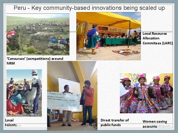 Peru - Key community-based innovations being scaled up Local Resource Allocation Commitees (LARC) ‘Concursos’ Peru - Key community-based innovations being scaled up Local Resource Allocation Commitees (LARC) ‘Concursos’