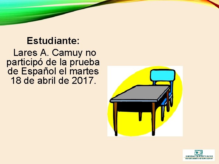 Estudiante: Lares A. Camuy no participó de la prueba de Español el martes 18