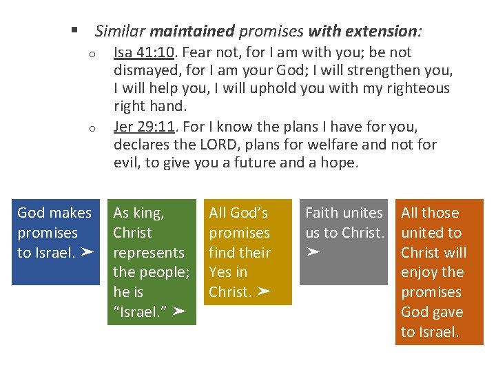 § Similar maintained promises with extension: o o God makes promises to Israel. ➤