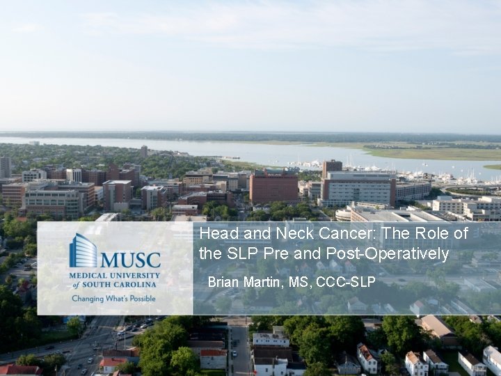 Head and Neck Cancer: The Role of the SLP Pre and Post-Operatively Brian Martin,