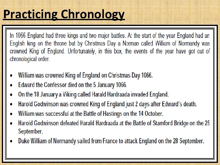 Practicing Chronology 