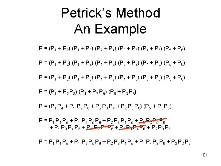 Petrick’s Method An Example P = (P 1 + P 2) (P 1 +
