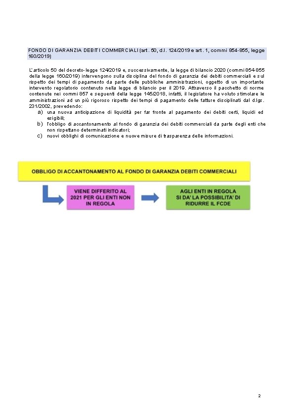 FONDO DI GARANZIA DEBITI COMMERCIALI (art. 50, d. l. 124/2019 e art. 1, commi