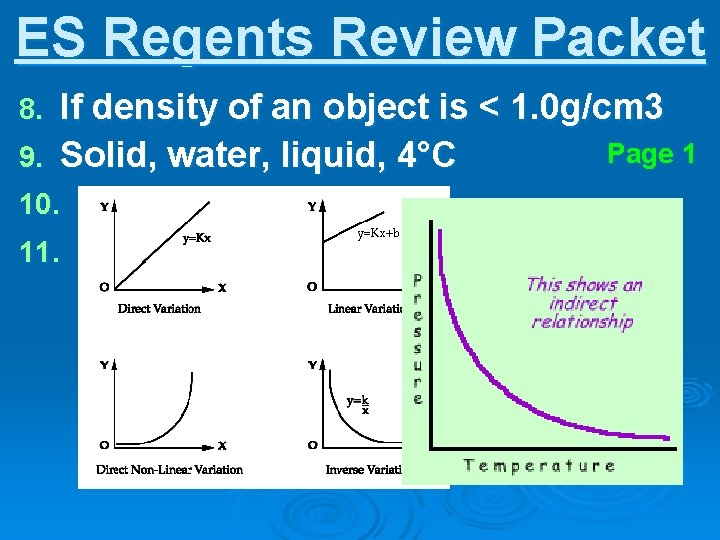 ES Regents Review Packet If density of an object is < 1. 0 g/cm