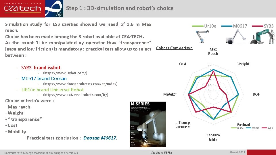 Step 1 : 3 D-simulation and robot’s choice Simulation study for ESS cavities showed