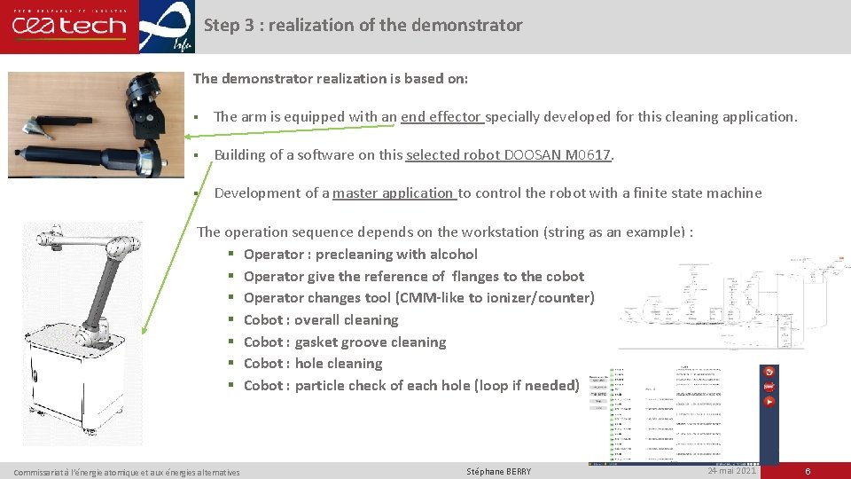 Step 3 : realization of the demonstrator The demonstrator realization is based on: §