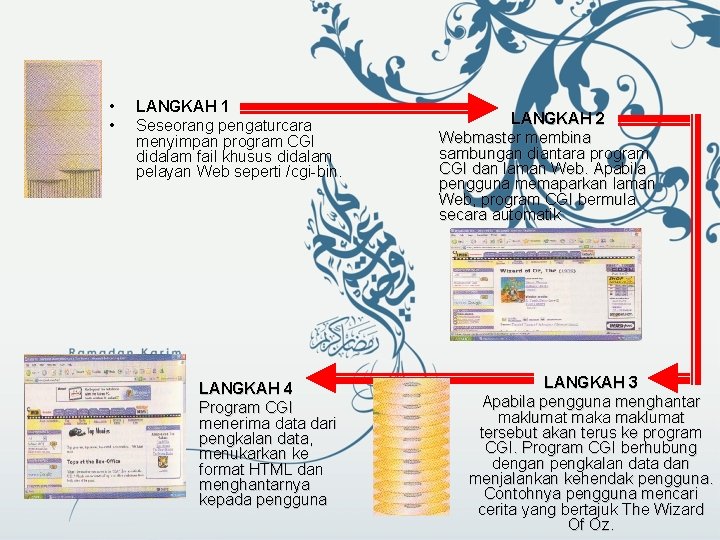  • • LANGKAH 1 Seseorang pengaturcara menyimpan program CGI didalam fail khusus didalam