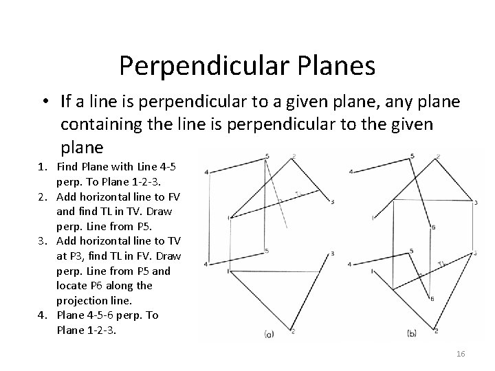 Perpendicular Planes • If a line is perpendicular to a given plane, any plane