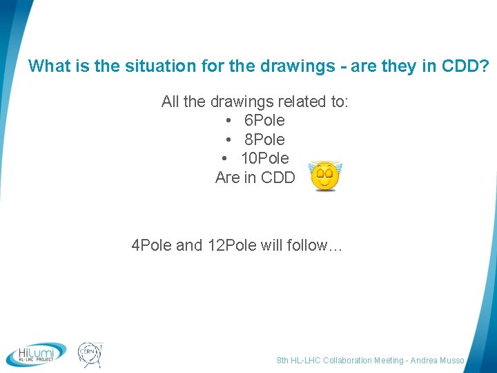 What is the situation for the drawings - are they in CDD? All the