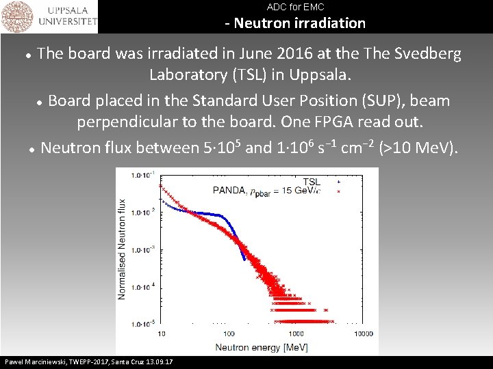 ADC for EMC - Neutron irradiation The board was irradiated in June 2016 at