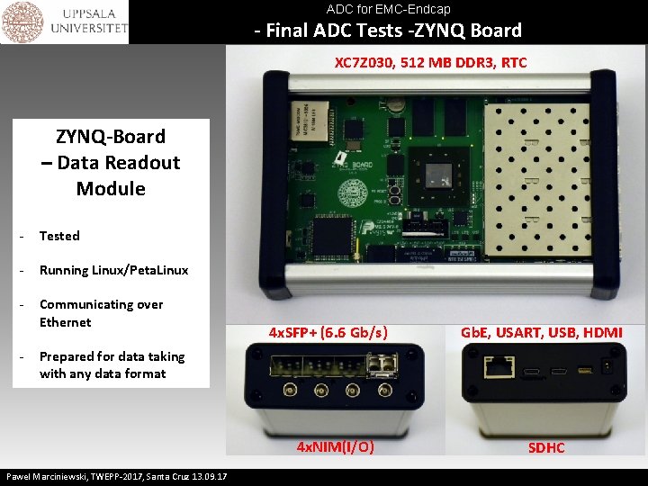 ADC for EMC-Endcap - Final ADC Tests -ZYNQ Board XC 7 Z 030, 512