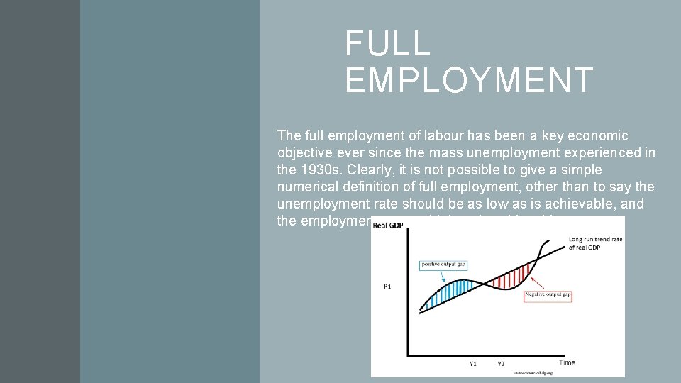 FULL EMPLOYMENT The full employment of labour has been a key economic objective ever