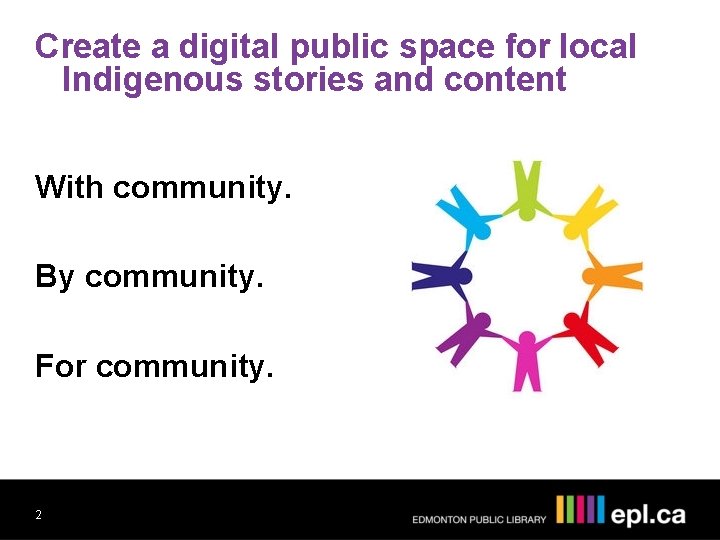 Create a digital public space for local Indigenous stories and content With community. By