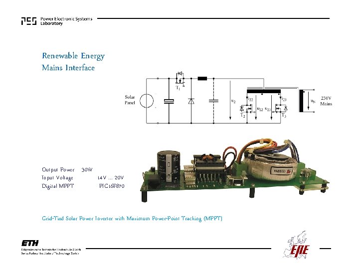 Renewable Energy Mains Interface Output Power 30 W Input Voltage 14 V … 20